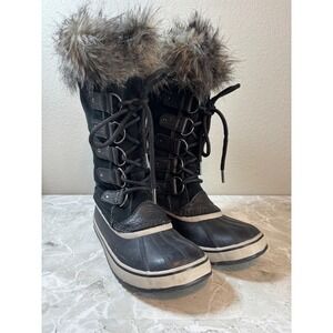 Sorel Joan of Arctic Women's Winter Snow Boots Faux Fur Trim Black Size 8 Warm